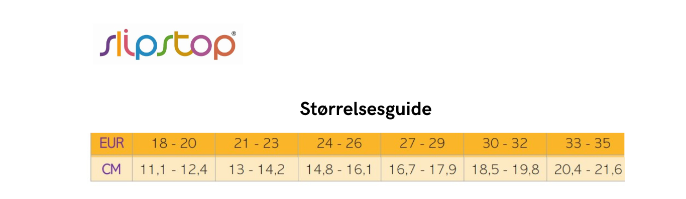 Strrelsesguide Slipstop Badesokker til barn 