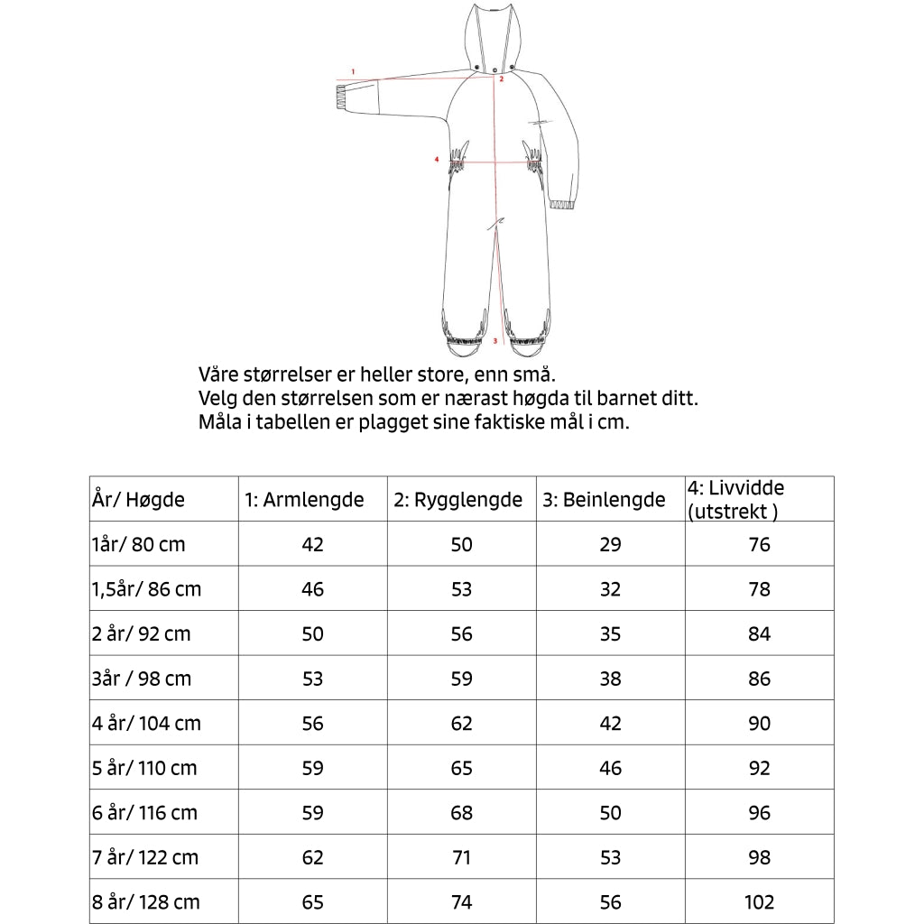 Kattnakken Størrelsesguide - Regndress