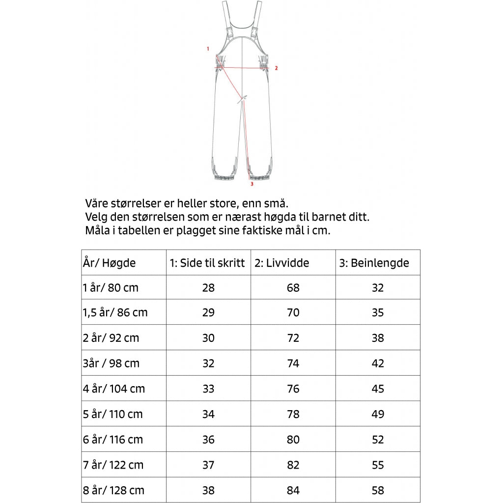 Kattnakken Størrelsesguide Bukser